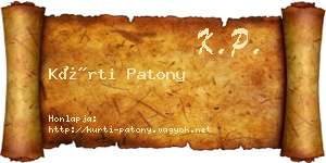 Kürti Patony névjegykártya